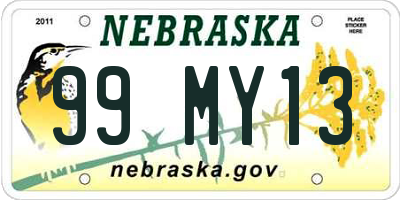 NE license plate 99MY13