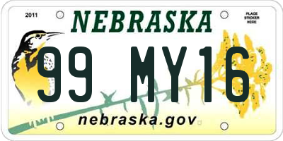 NE license plate 99MY16