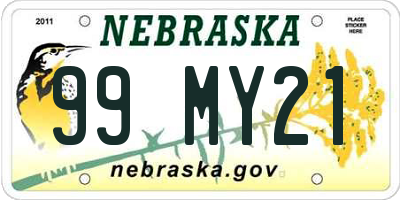 NE license plate 99MY21