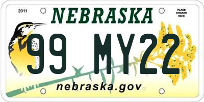 NE license plate 99MY22