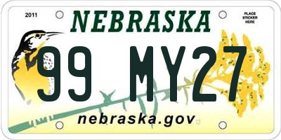 NE license plate 99MY27