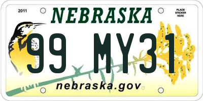 NE license plate 99MY31