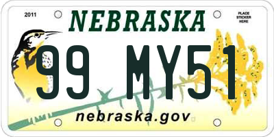 NE license plate 99MY51