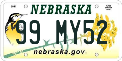 NE license plate 99MY52