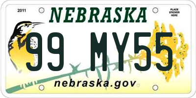 NE license plate 99MY55