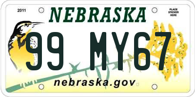 NE license plate 99MY67