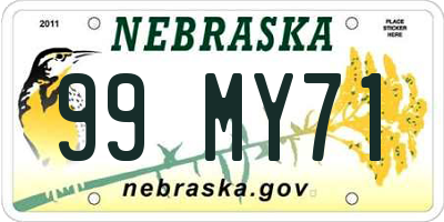 NE license plate 99MY71