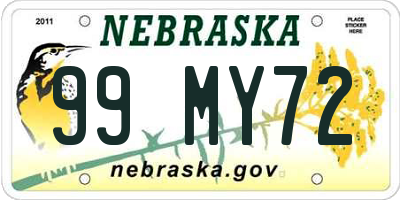 NE license plate 99MY72