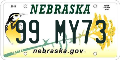 NE license plate 99MY73