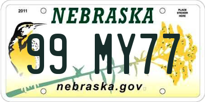 NE license plate 99MY77