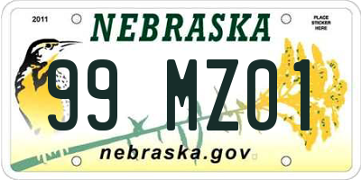 NE license plate 99MZ01