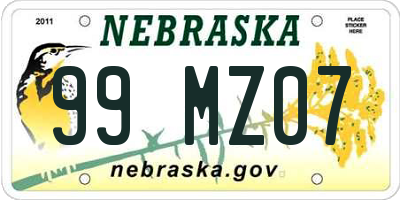 NE license plate 99MZ07