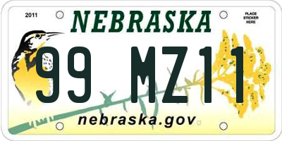 NE license plate 99MZ11