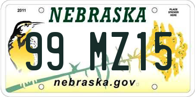 NE license plate 99MZ15