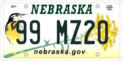 NE license plate 99MZ20