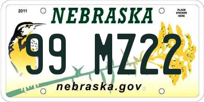 NE license plate 99MZ22