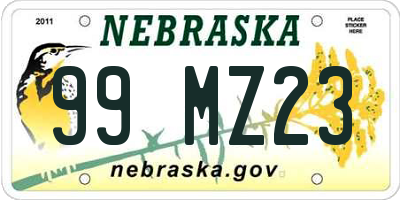 NE license plate 99MZ23