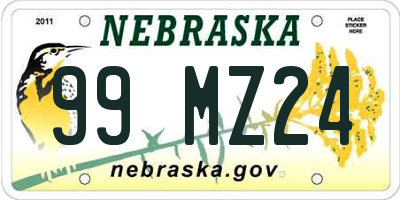 NE license plate 99MZ24