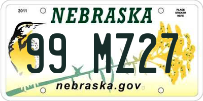 NE license plate 99MZ27