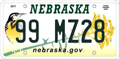 NE license plate 99MZ28