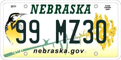 NE license plate 99MZ30