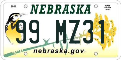 NE license plate 99MZ31