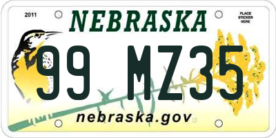 NE license plate 99MZ35