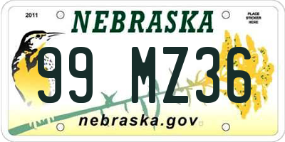 NE license plate 99MZ36