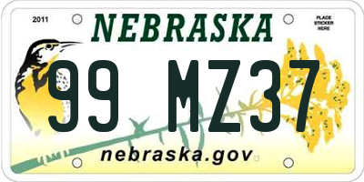 NE license plate 99MZ37