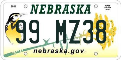 NE license plate 99MZ38