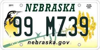 NE license plate 99MZ39