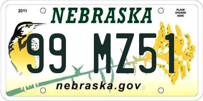 NE license plate 99MZ51