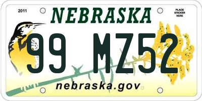 NE license plate 99MZ52