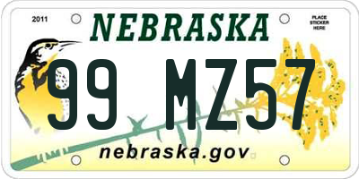 NE license plate 99MZ57