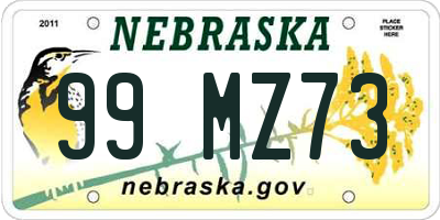 NE license plate 99MZ73