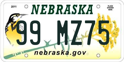 NE license plate 99MZ75