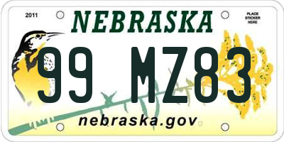 NE license plate 99MZ83