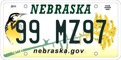 NE license plate 99MZ97