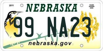 NE license plate 99NA23