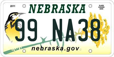 NE license plate 99NA38