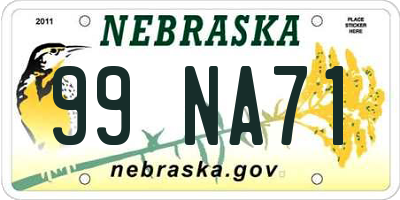 NE license plate 99NA71