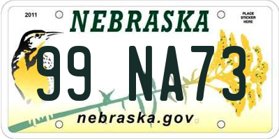 NE license plate 99NA73
