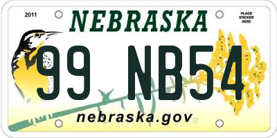 NE license plate 99NB54