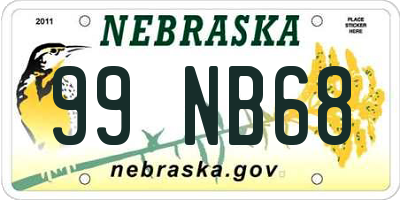 NE license plate 99NB68