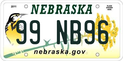 NE license plate 99NB96