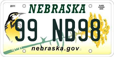 NE license plate 99NB98