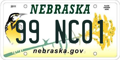 NE license plate 99NC01