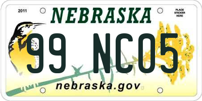 NE license plate 99NC05