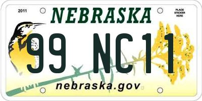 NE license plate 99NC11