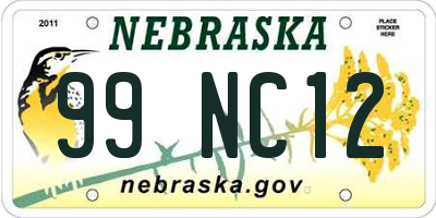 NE license plate 99NC12